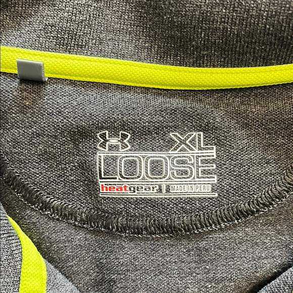 Under Armour Heat Gear Loose Gray Polo Shirt with Yellow Accents Mens XL - Picture 5 of 10